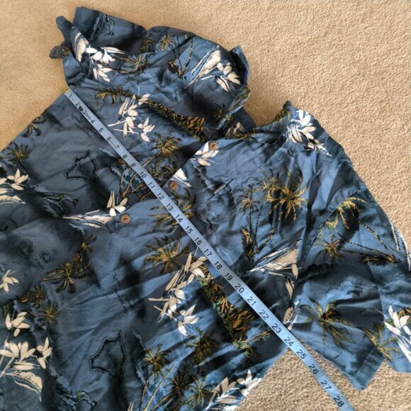 PalmWave Vintage Men's Hawaiian Palm Tree Waves Holiday Resort Aloha Shirt 2XL - Picture 6 of 9